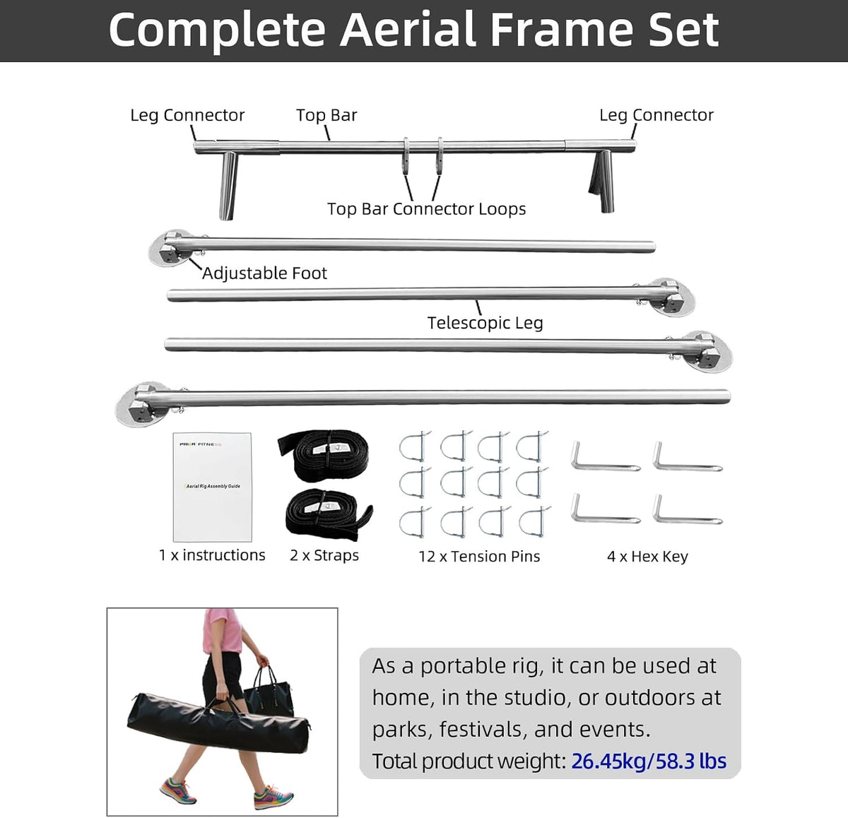 Aerial A-Frame Rig，CE/SGS Cert,Height Ajustable,w/Carry Bag