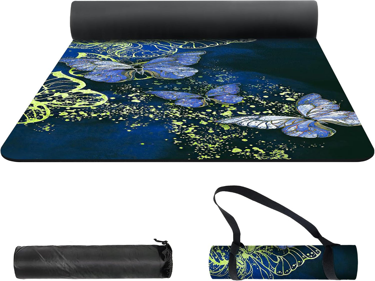 nuveti Yoga Mat Print Extra Thick TPE Non Slip Fitness Exercise Mat with Carrying Bag,72"x24" Extra Thick 6MM Exercise & Workout Mat for Yoga, Pilates Fitness and Floor Exercises - Colors A