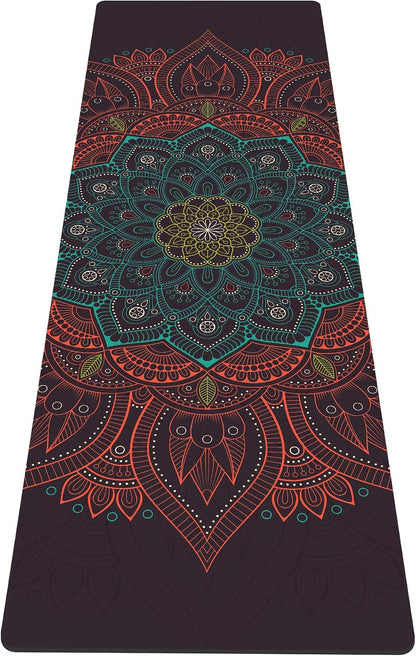 nuveti Yoga Mat Print Extra Thick TPE Non Slip Fitness Exercise Mat with Carrying Bag,72"x24" Extra Thick 6MM Exercise & Workout Mat for Yoga, Pilates Fitness and Floor Exercises - Colors A