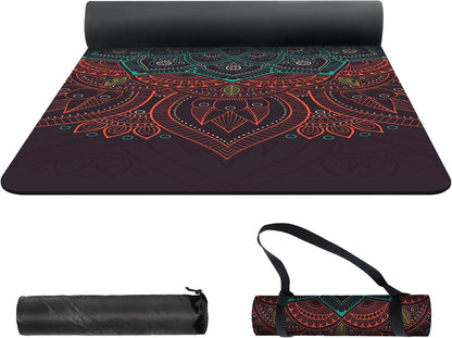 nuveti Yoga Mat Print Extra Thick TPE Non Slip Fitness Exercise Mat with Carrying Bag,72"x24" Extra Thick 6MM Exercise & Workout Mat for Yoga, Pilates Fitness and Floor Exercises - Colors A