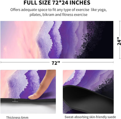 nuveti Yoga Mat Print Extra Thick TPE Non Slip Fitness Exercise Mat with Carrying Bag,72"x24" Extra Thick 6MM Exercise & Workout Mat for Yoga, Pilates Fitness and Floor Exercises - Colors A