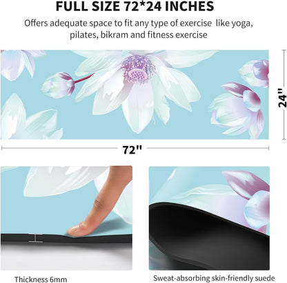 nuveti Yoga Mat Print Extra Thick TPE Non Slip Fitness Exercise Mat with Carrying Bag,72"x24" Extra Thick 6MM Exercise & Workout Mat for Yoga, Pilates Fitness and Floor Exercises - Colors A