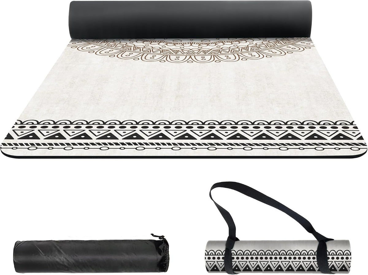 nuveti Yoga Mat Print Extra Thick TPE Non Slip Fitness Exercise Mat with Carrying Bag,72"x24" Extra Thick 6MM Exercise & Workout Mat for Yoga, Pilates Fitness and Floor Exercises - Colors A
