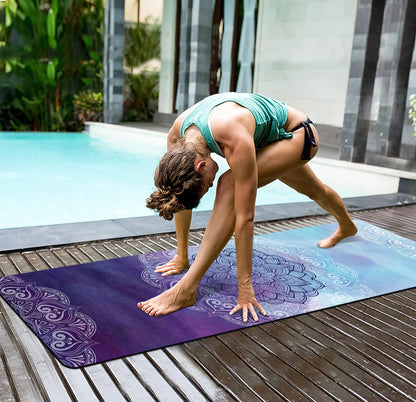 nuveti Yoga Mat Print Extra Thick TPE Non Slip Fitness Exercise Mat with Carrying Bag,72"x24" Extra Thick 6MM Exercise & Workout Mat for Yoga, Pilates Fitness and Floor Exercises - Colors A