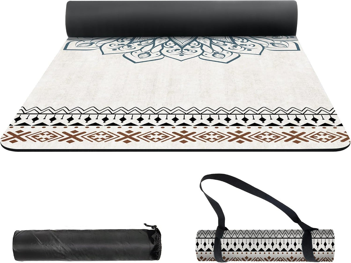 nuveti Yoga Mat Print Extra Thick TPE Non Slip Fitness Exercise Mat with Carrying Bag,72"x24" Extra Thick 6MM Exercise & Workout Mat for Yoga, Pilates Fitness and Floor Exercises - Colors A