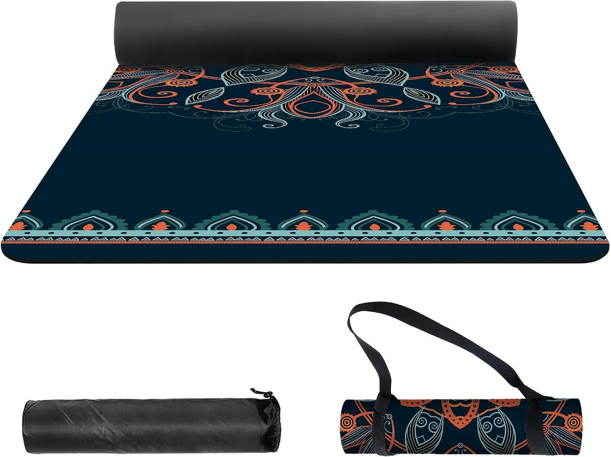 nuveti Yoga Mat Print Extra Thick TPE Non Slip Fitness Exercise Mat with Carrying Bag,72"x24" Extra Thick 6MM Exercise & Workout Mat for Yoga, Pilates Fitness and Floor Exercises - Colors A