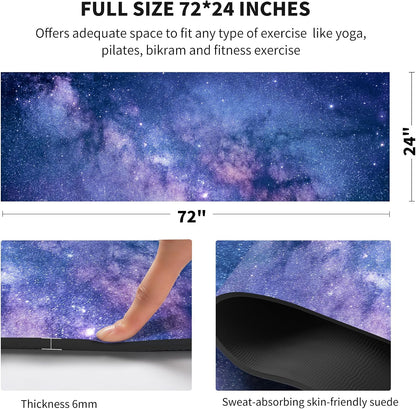 nuveti Yoga Mat Print Extra Thick TPE Non Slip Fitness Exercise Mat with Carrying Bag,72"x24" Extra Thick 6MM Exercise & Workout Mat for Yoga, Pilates Fitness and Floor Exercises - Colors A