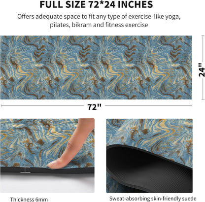 nuveti Yoga Mat Print Extra Thick TPE Non Slip Fitness Exercise Mat with Carrying Bag,72"x24" Extra Thick 6MM Exercise & Workout Mat for Yoga, Pilates Fitness and Floor Exercises - Colors A