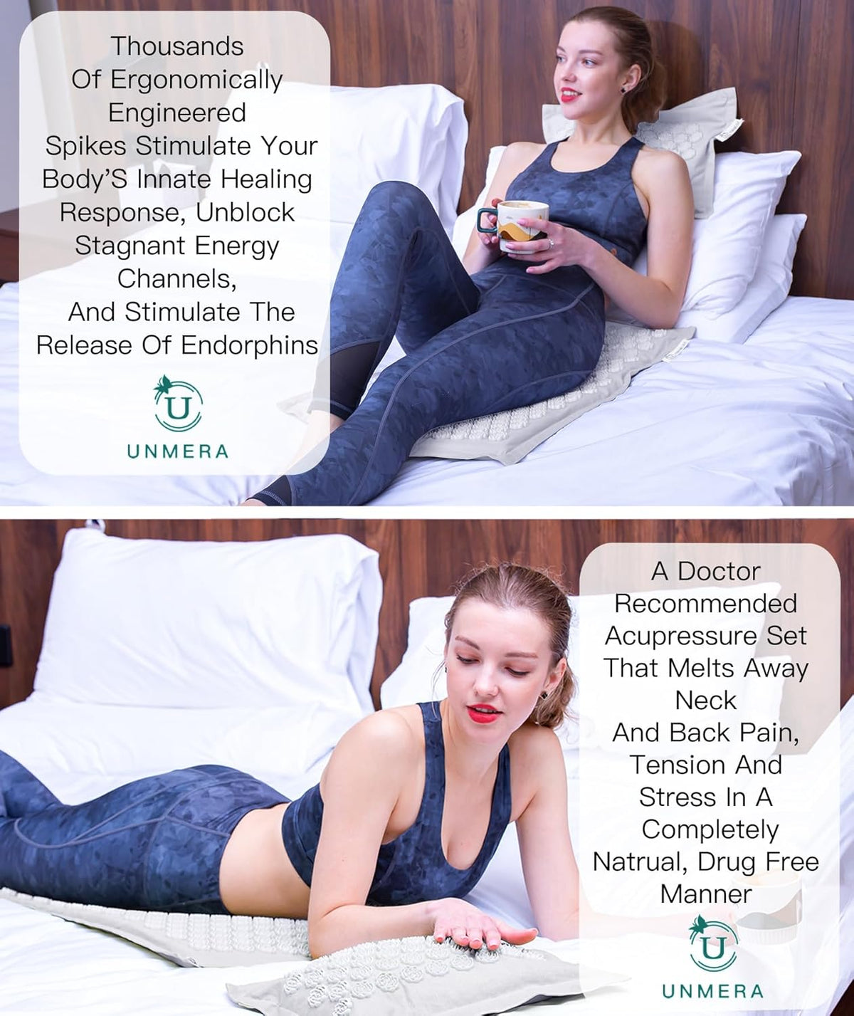 Acupressure Mat and Pillow Set,Natural Linen & Coconut Fiber Filling