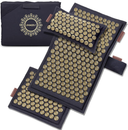 Acupressure Mat and Pillow Set,Natural Linen & Coconut Fiber Filling