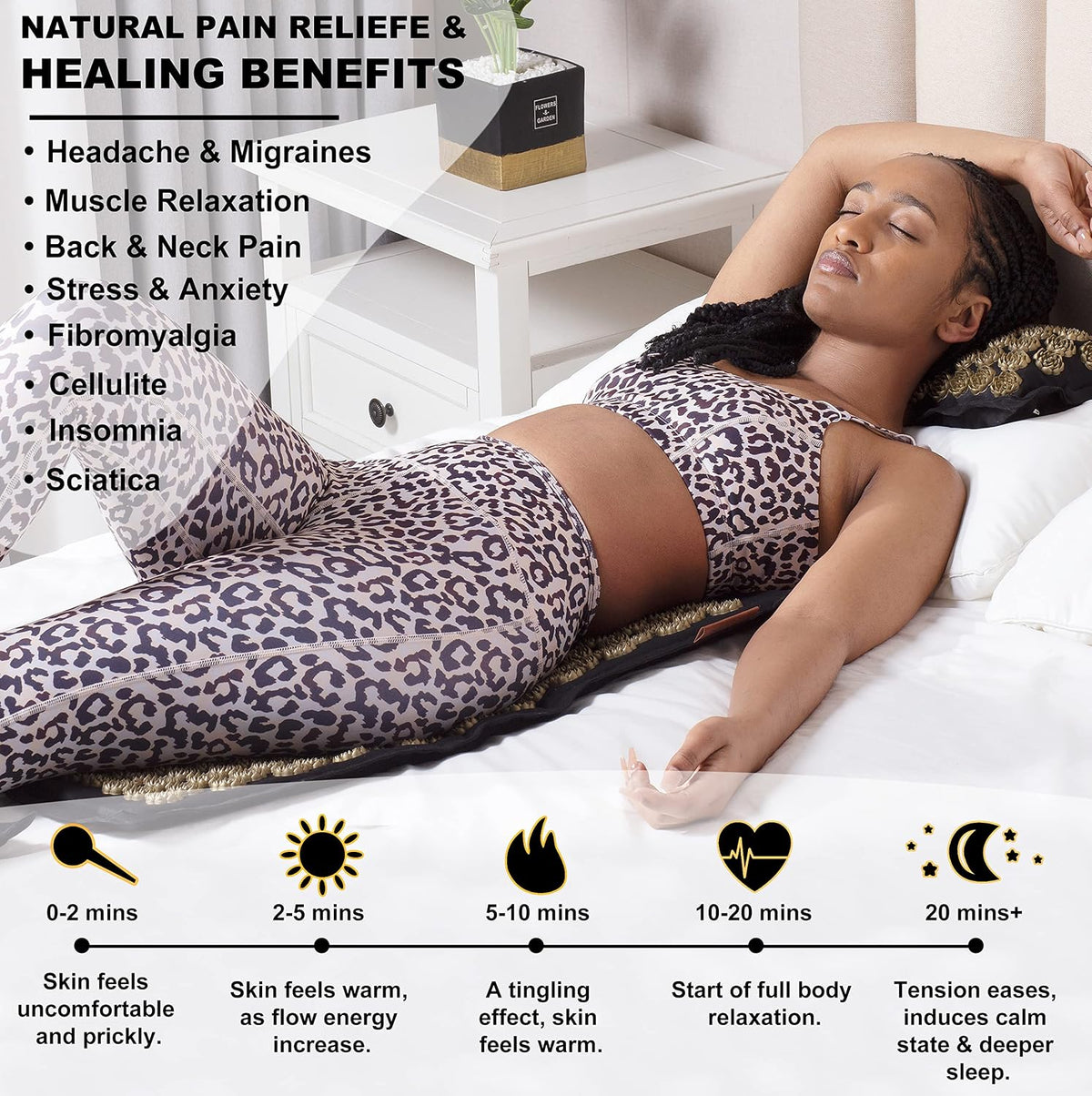 Acupressure Mat and Pillow Set,Natural Linen & Coconut Fiber Filling