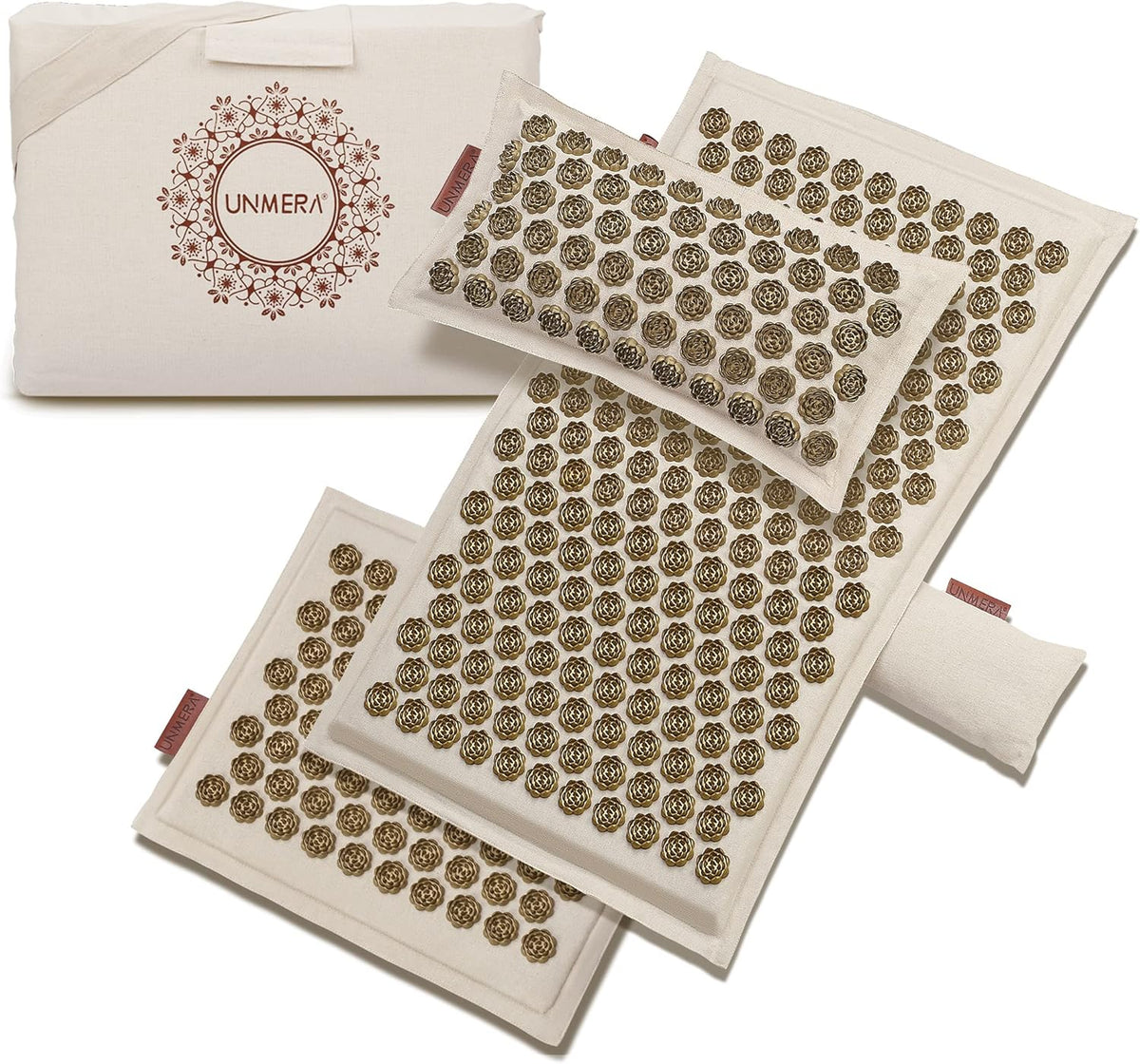 Acupressure Mat and Pillow Set,Natural Linen & Coconut Fiber Filling