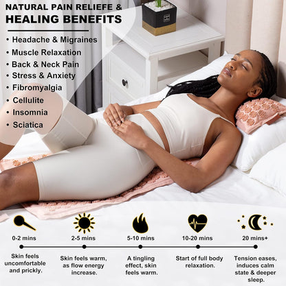 Acupressure Mat and Pillow Set,Natural Linen & Coconut Fiber Filling