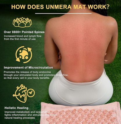 Acupressure Mat and Pillow Set,Natural Linen & Coconut Fiber Filling