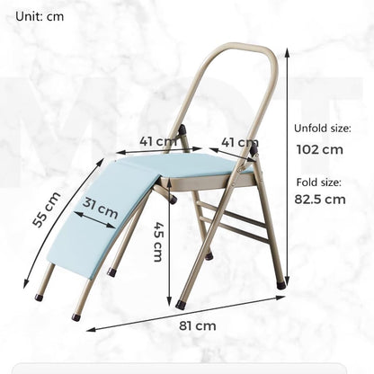 Yoga Chair,Yoga Auxiliary Chair with Lumbar Back Support, Backless Yoga Chair,Metal Steel Frame,Foldable Portable Yoga Chair, Iyengar Yoga Chair,300 Lbs Capacity