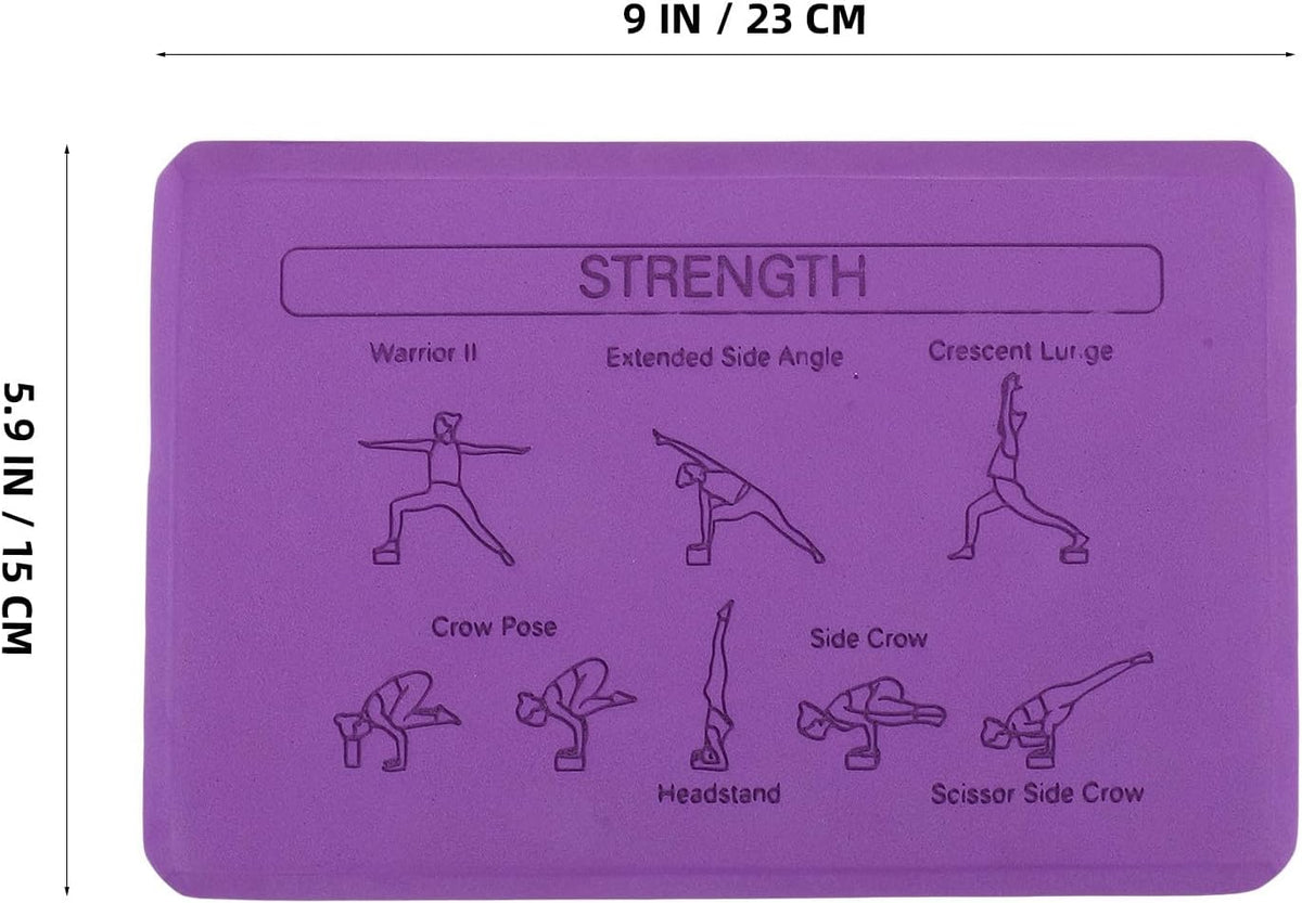 Yoga Blocks Set for Beginners High Density Eva Foam Non-slip Yoga Bricks with Strap for Flexibility Stretching Pilates and Dance Exercises
