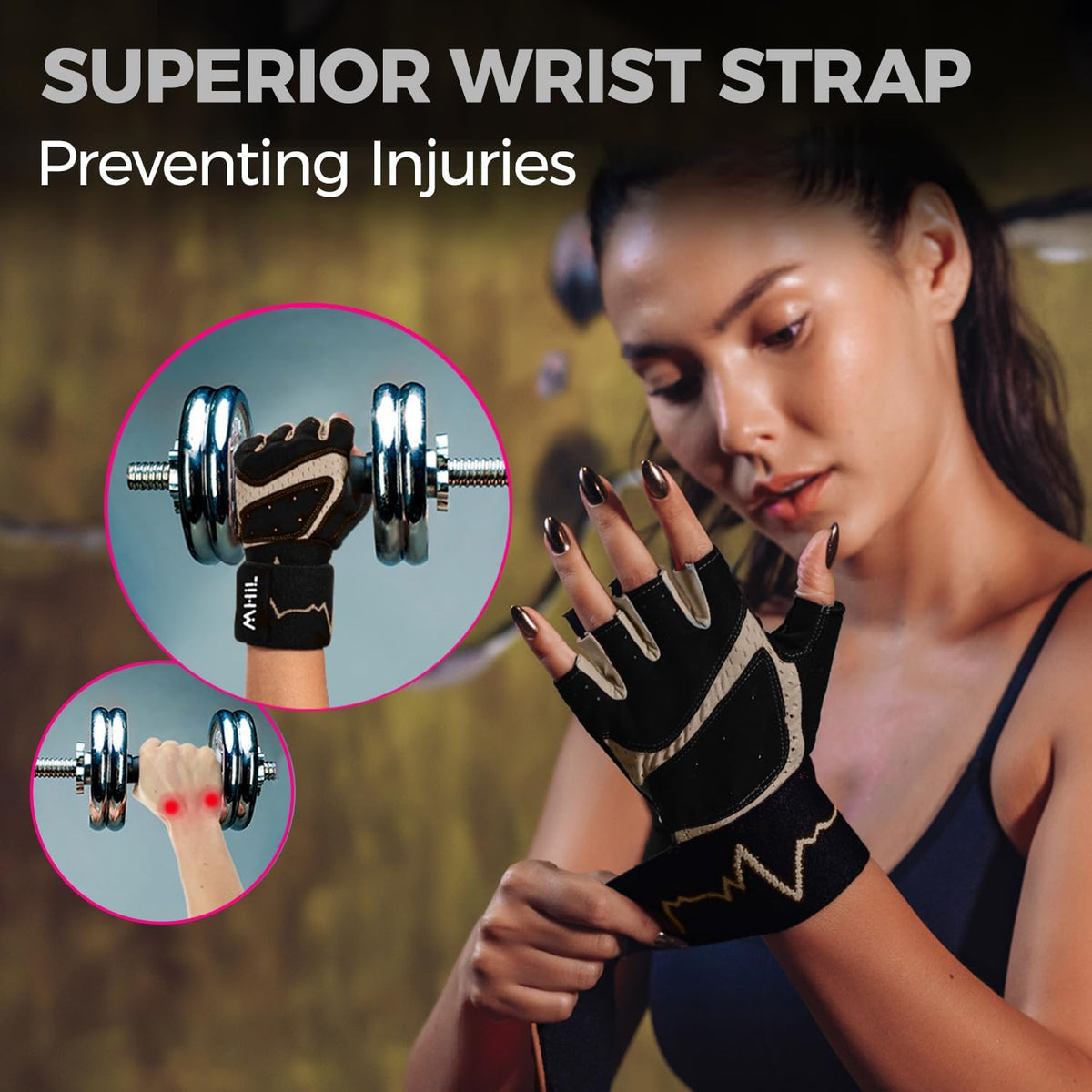Workout Gloves for Women – Breathable Gym Gloves for Women with Palm Protection and Enhanced Grip – Padded Weight Lifting Glove for Womens with Wrist Wraps Support Weightlifting Exercise Cycling