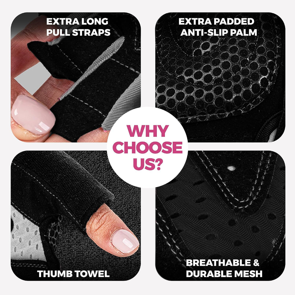 Workout Gloves for Women – Breathable Gym Gloves for Women with Palm Protection and Enhanced Grip – Padded Weight Lifting Glove for Womens with Wrist Wraps Support Weightlifting Exercise Cycling