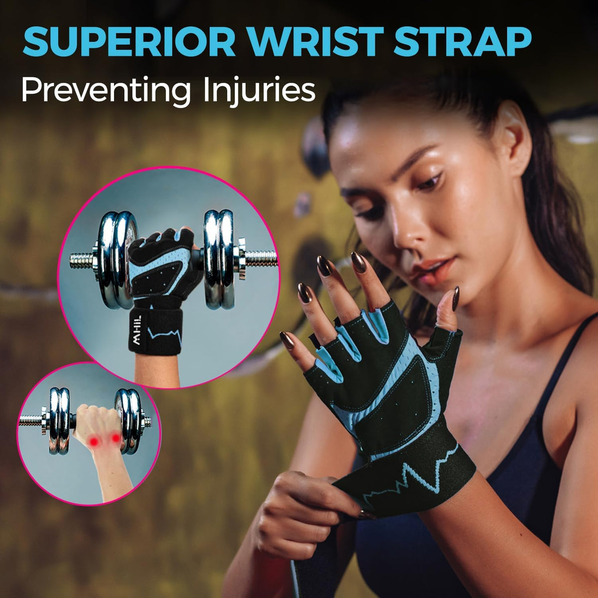 Workout Gloves for Women – Breathable Gym Gloves for Women with Palm Protection and Enhanced Grip – Padded Weight Lifting Glove for Womens with Wrist Wraps Support Weightlifting Exercise Cycling
