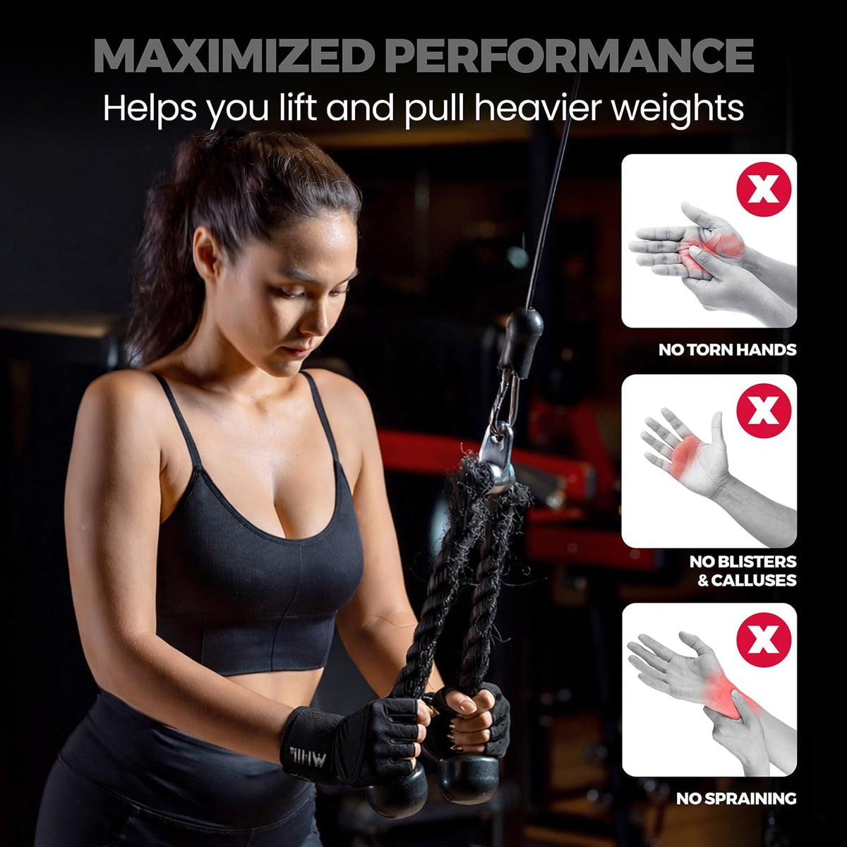 Workout Gloves for Women – Breathable Gym Gloves for Women with Palm Protection and Enhanced Grip – Padded Weight Lifting Glove for Womens with Wrist Wraps Support Weightlifting Exercise Cycling