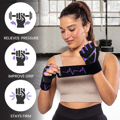 Workout Gloves for Women – Breathable Gym Gloves for Women with Palm Protection and Enhanced Grip – Padded Weight Lifting Glove for Womens with Wrist Wraps Support Weightlifting Exercise Cycling