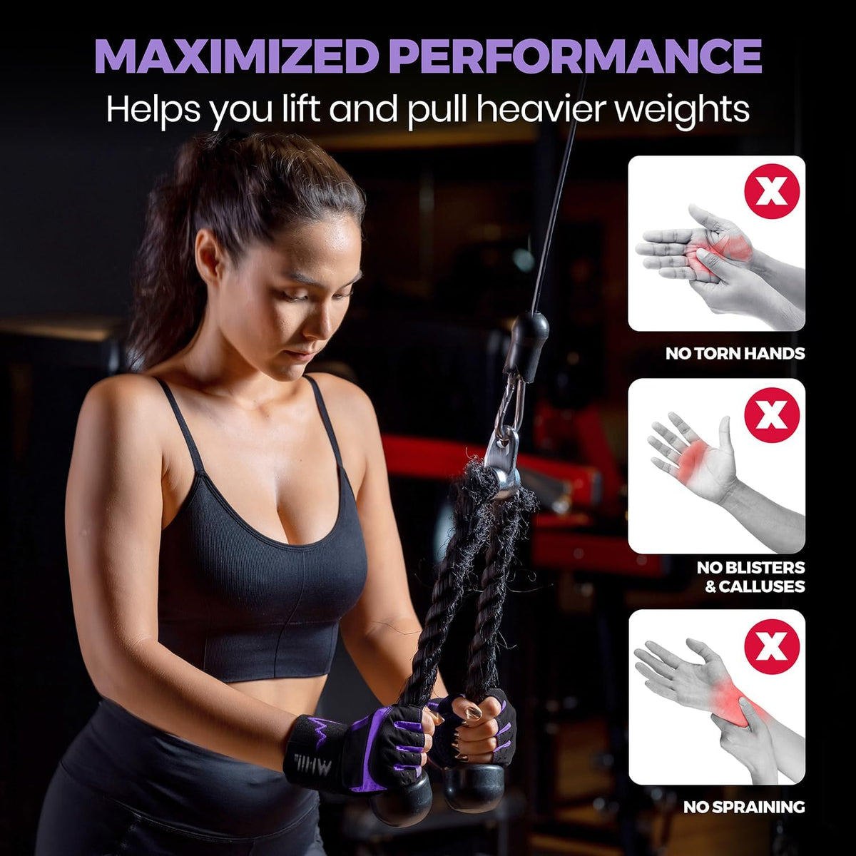 Workout Gloves for Women – Breathable Gym Gloves for Women with Palm Protection and Enhanced Grip – Padded Weight Lifting Glove for Womens with Wrist Wraps Support Weightlifting Exercise Cycling