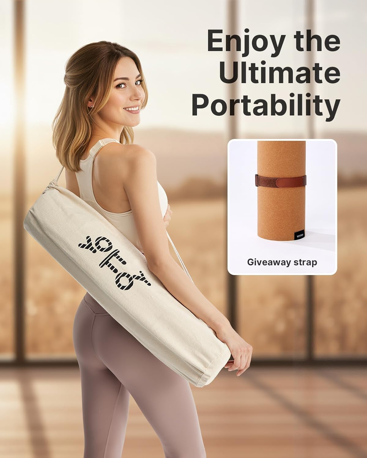 Yoga Mat,Non-Slip Hot Yoga Mat with Anti-Tear Design and Friendly Natural Rubber Mat with Strap and Bag