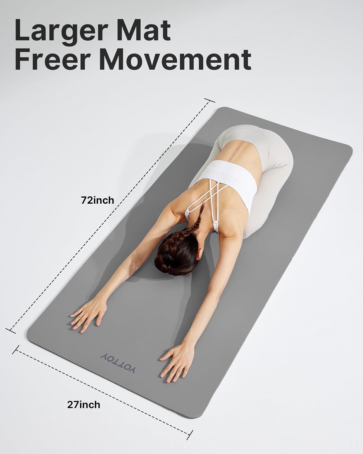 Yoga Mat,Non-Slip Hot Yoga Mat with Anti-Tear Design and Friendly Natural Rubber Mat with Strap and Bag