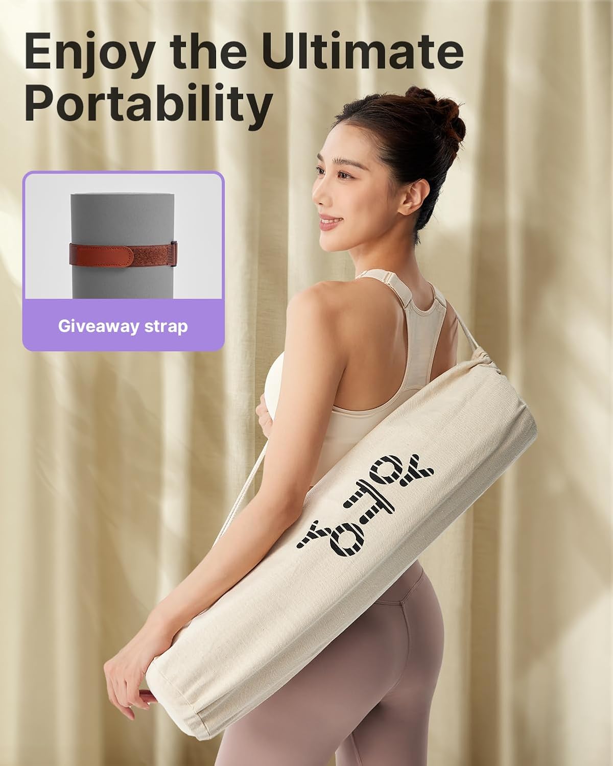 Yoga Mat,Non-Slip Hot Yoga Mat with Anti-Tear Design and Friendly Natural Rubber Mat with Strap and Bag