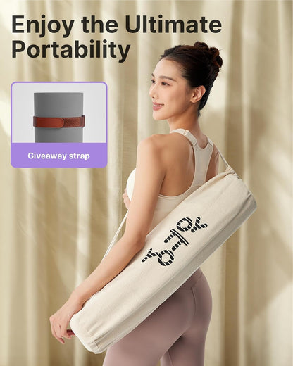 Yoga Mat,Non-Slip Hot Yoga Mat with Anti-Tear Design and Friendly Natural Rubber Mat with Strap and Bag