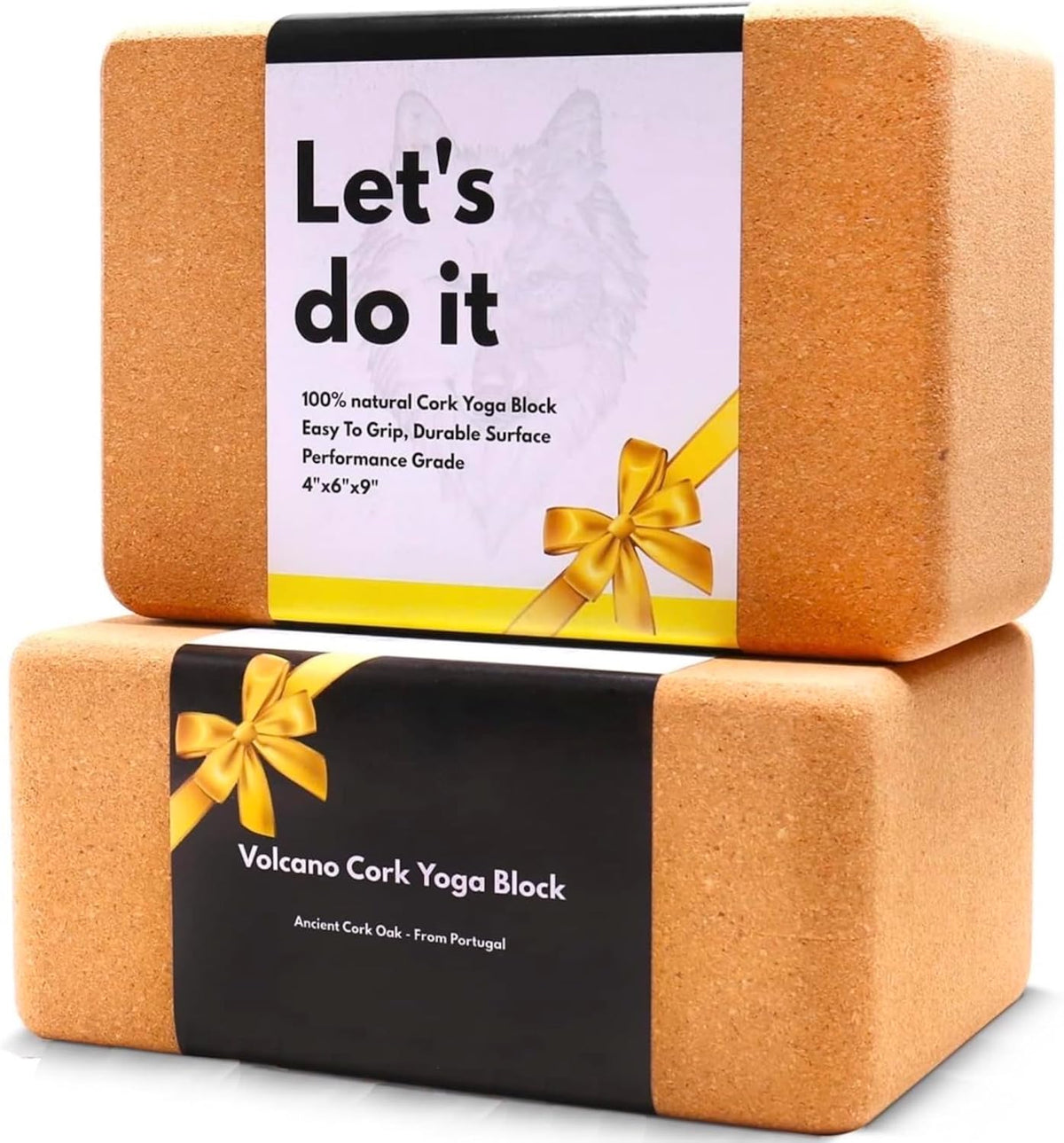 Cork Yoga Blocks 2 Pack Set -Natural Cork from Portugal, 9"x6"x4" Yoga Blocks Non-Slip&Anti-Tilt for Women| Men, Lightweight, Odor-Resistant| Moisture-Proof, Perfect Yoga Equipment