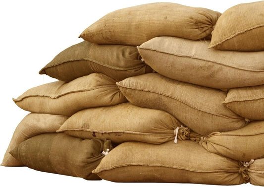Burlap Sand Bags - Size: 14" x 26" - 50 lb Weight Capacity - For Flooding, Flood Water Barrier, Tent, Empty (10 Bags)