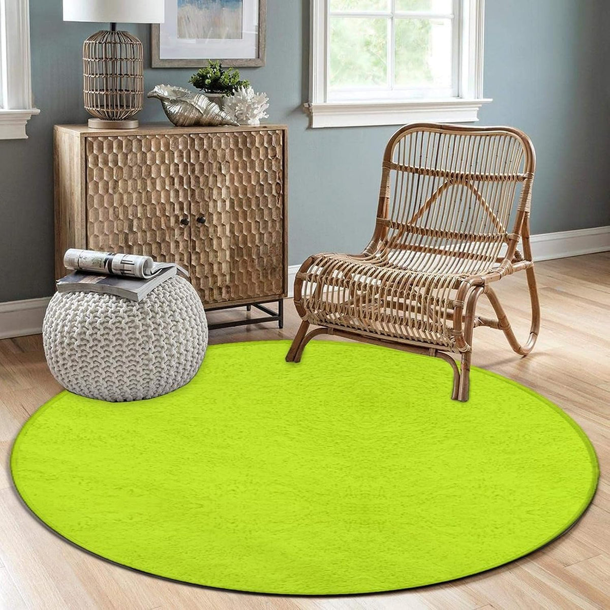 Room Sofa Yoga Soft Round Carpet, Modern Round Area Rug, Non Slip Machine Washable Kitchen Office Circle Rug Purple, 36inch