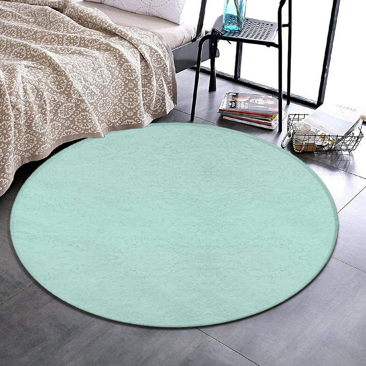 Room Sofa Yoga Soft Round Carpet, Modern Round Area Rug, Non Slip Machine Washable Kitchen Office Circle Rug Purple, 36inch