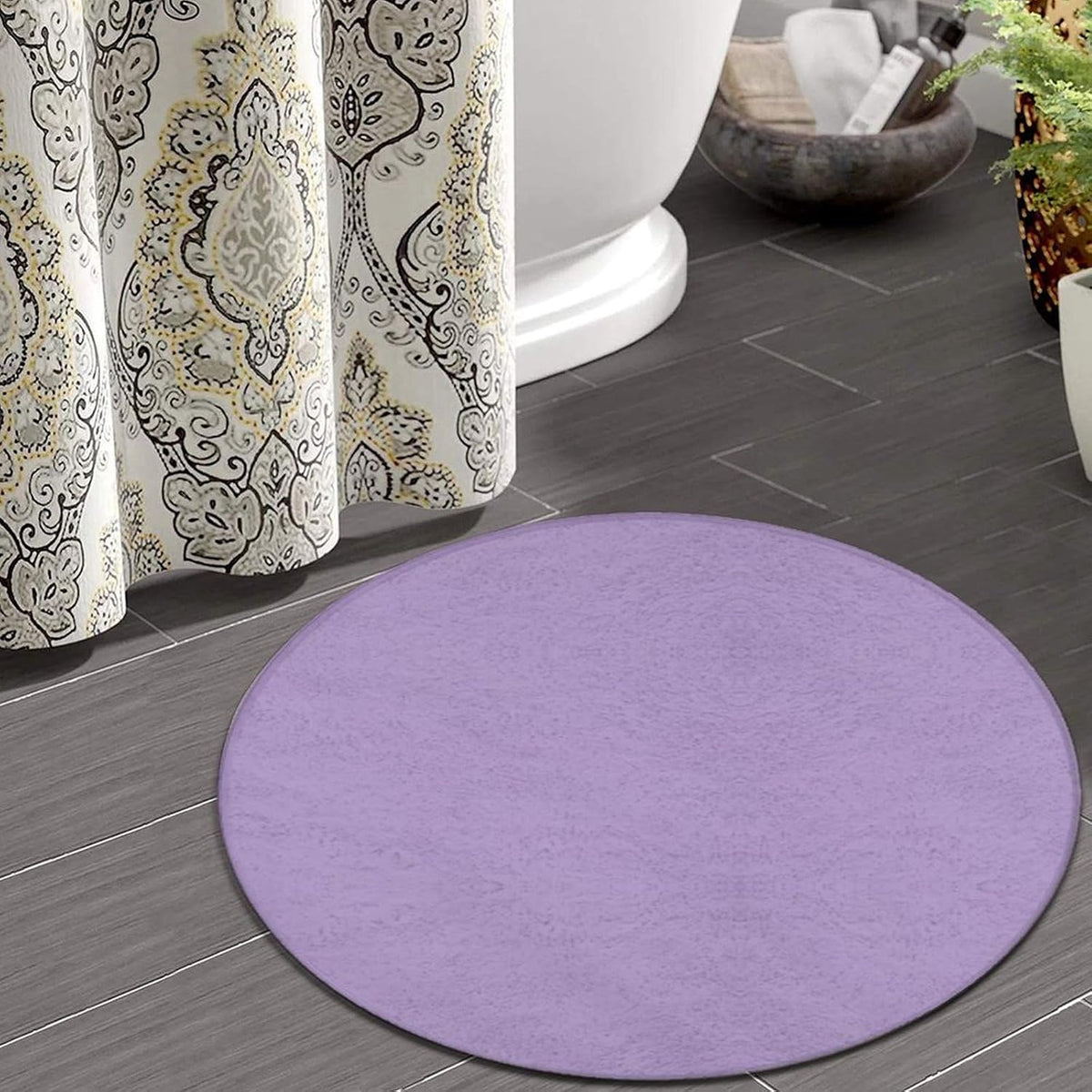 Room Sofa Yoga Soft Round Carpet, Modern Round Area Rug, Non Slip Machine Washable Kitchen Office Circle Rug Purple, 36inch
