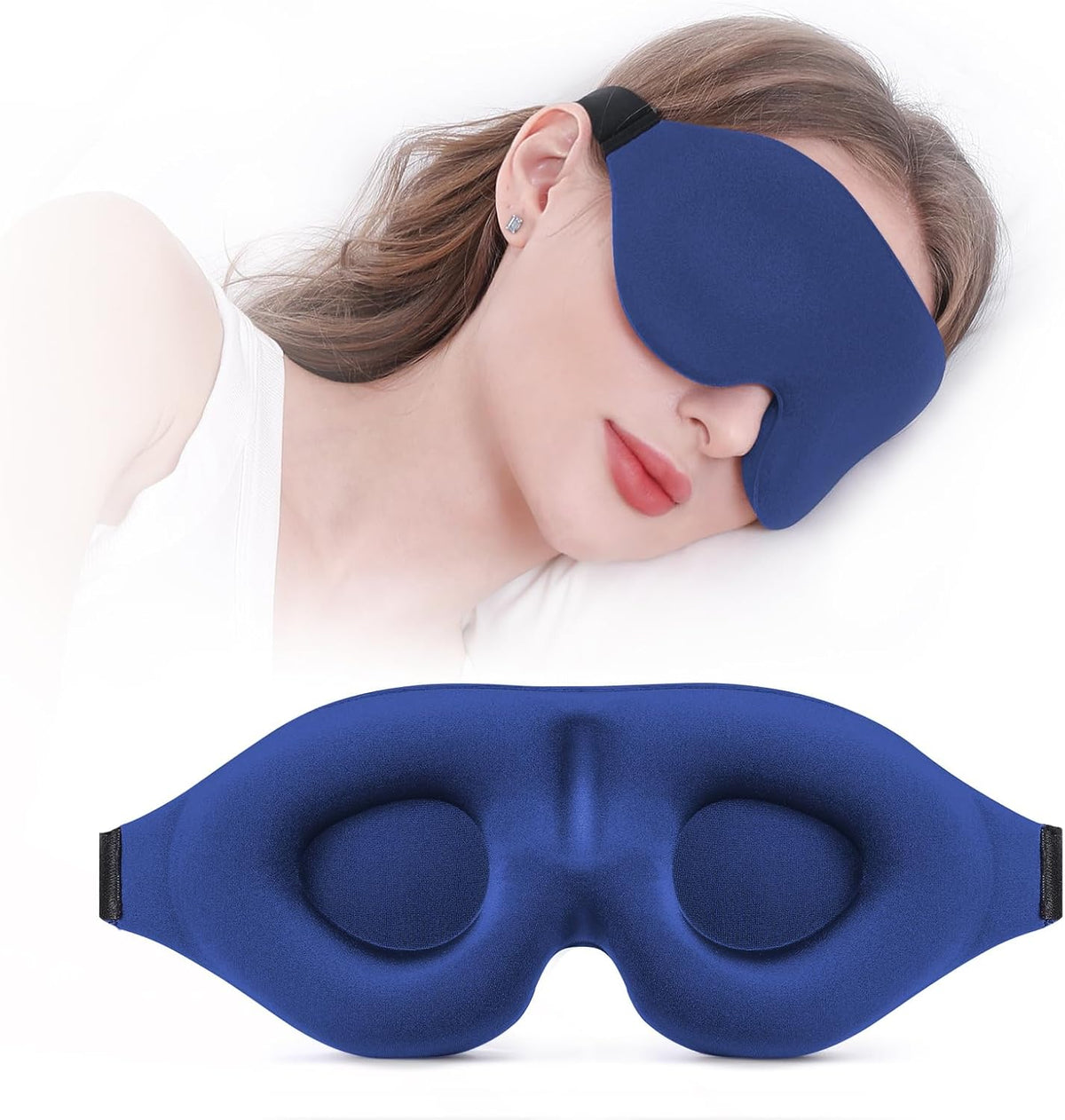 Sleep Mask for Side Sleeper, Light Blocking Zero Pressure Blindfold