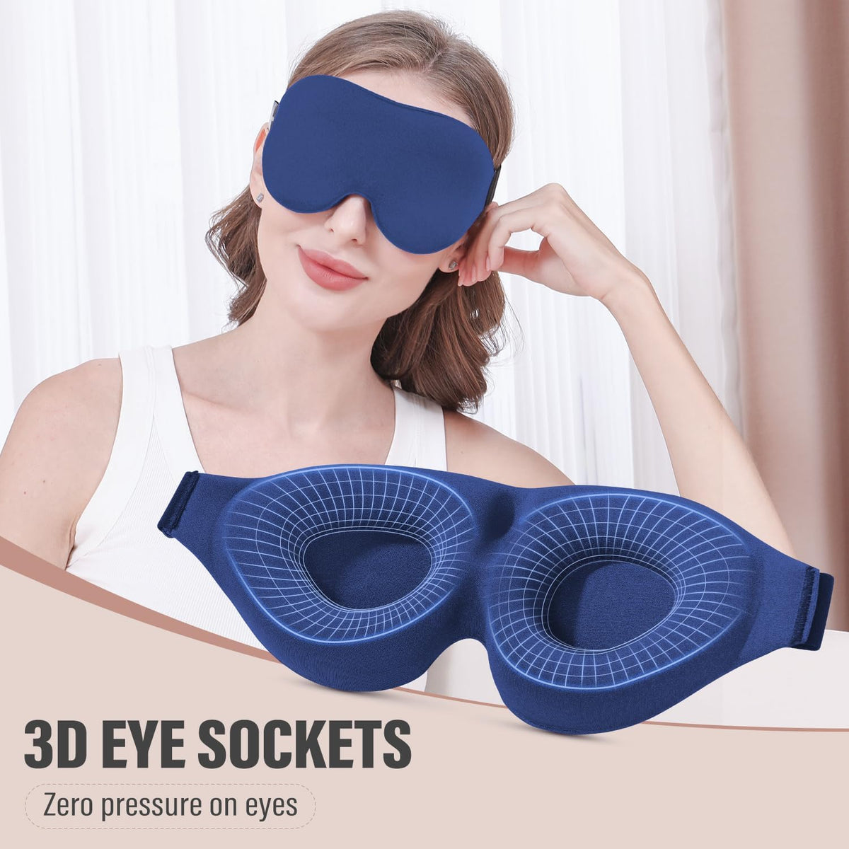 Sleep Mask for Side Sleeper, Light Blocking Zero Pressure Blindfold
