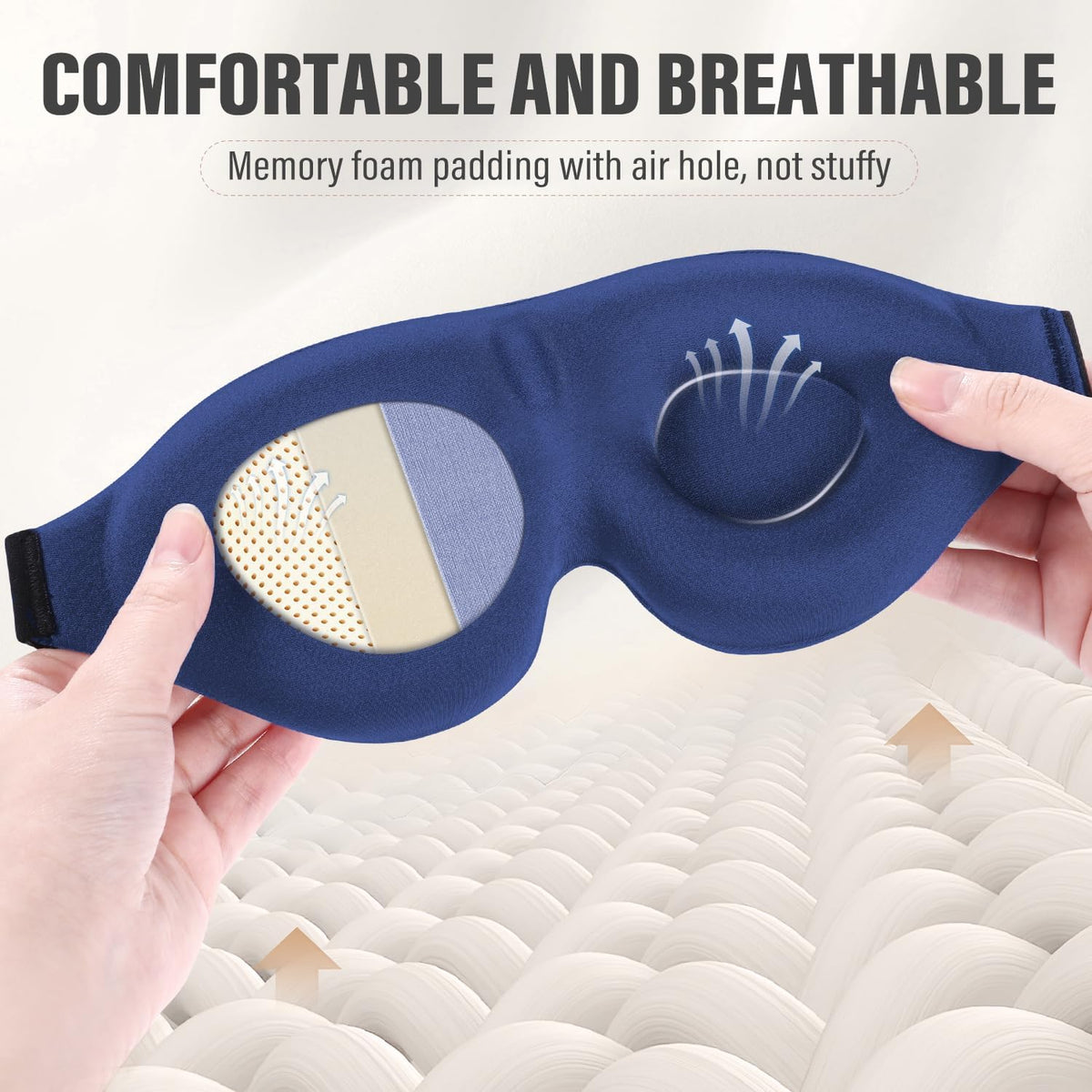 Sleep Mask for Side Sleeper, Light Blocking Zero Pressure Blindfold