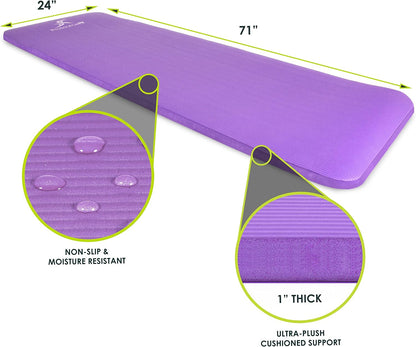 Extra Thick Yoga and Pilates Mat, 71-inch Long High Density Exercise Mat with Comfort Foam and Carrying Strap