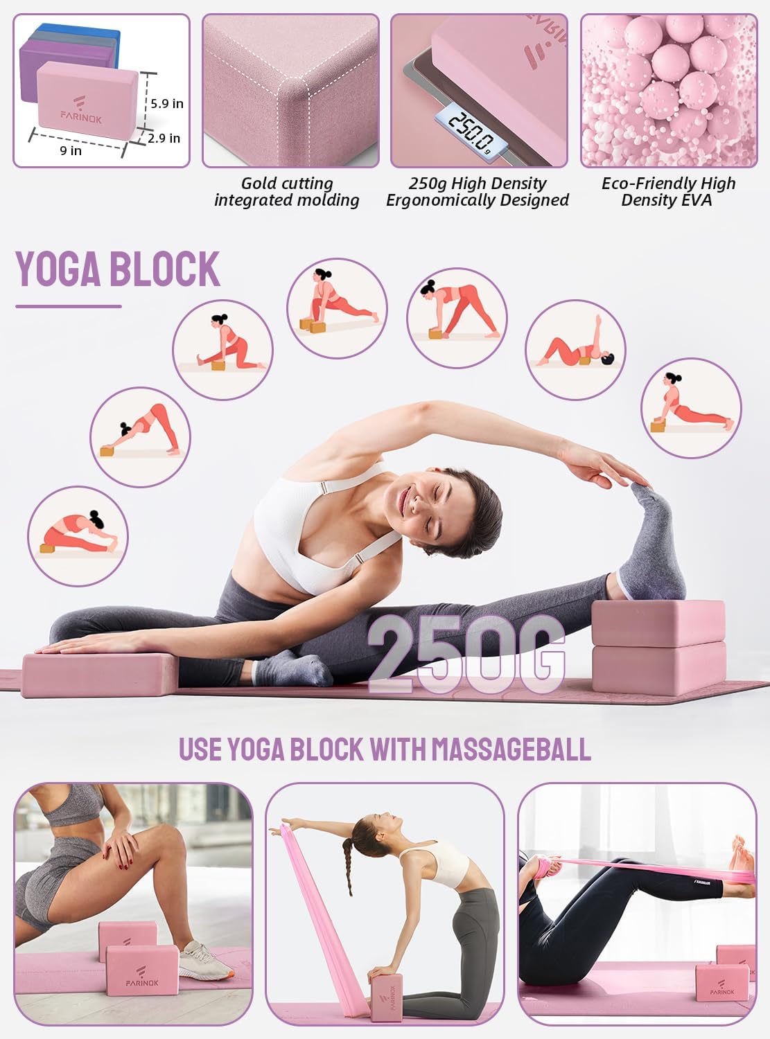 1/3 Yoga Mat Thick, Yoga Set for Beginners