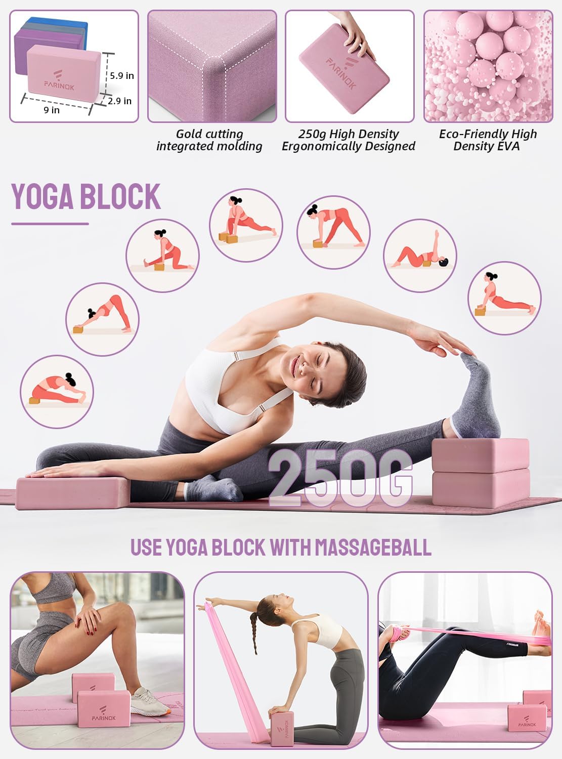 1/3 Yoga Mat Thick, Yoga Set for Beginners