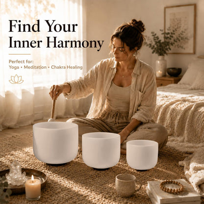 432Hz 6"A 8"F 10"G Crystal Singing Bowl Set of 3