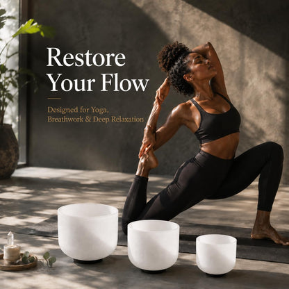 432Hz 6"A 8"F 10"G Crystal Singing Bowl Set of 3