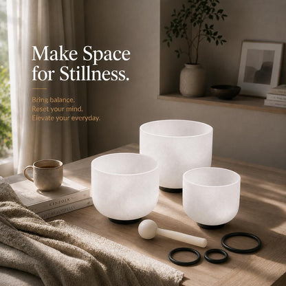 432Hz 6"A 8"F 10"G Crystal Singing Bowl Set of 3