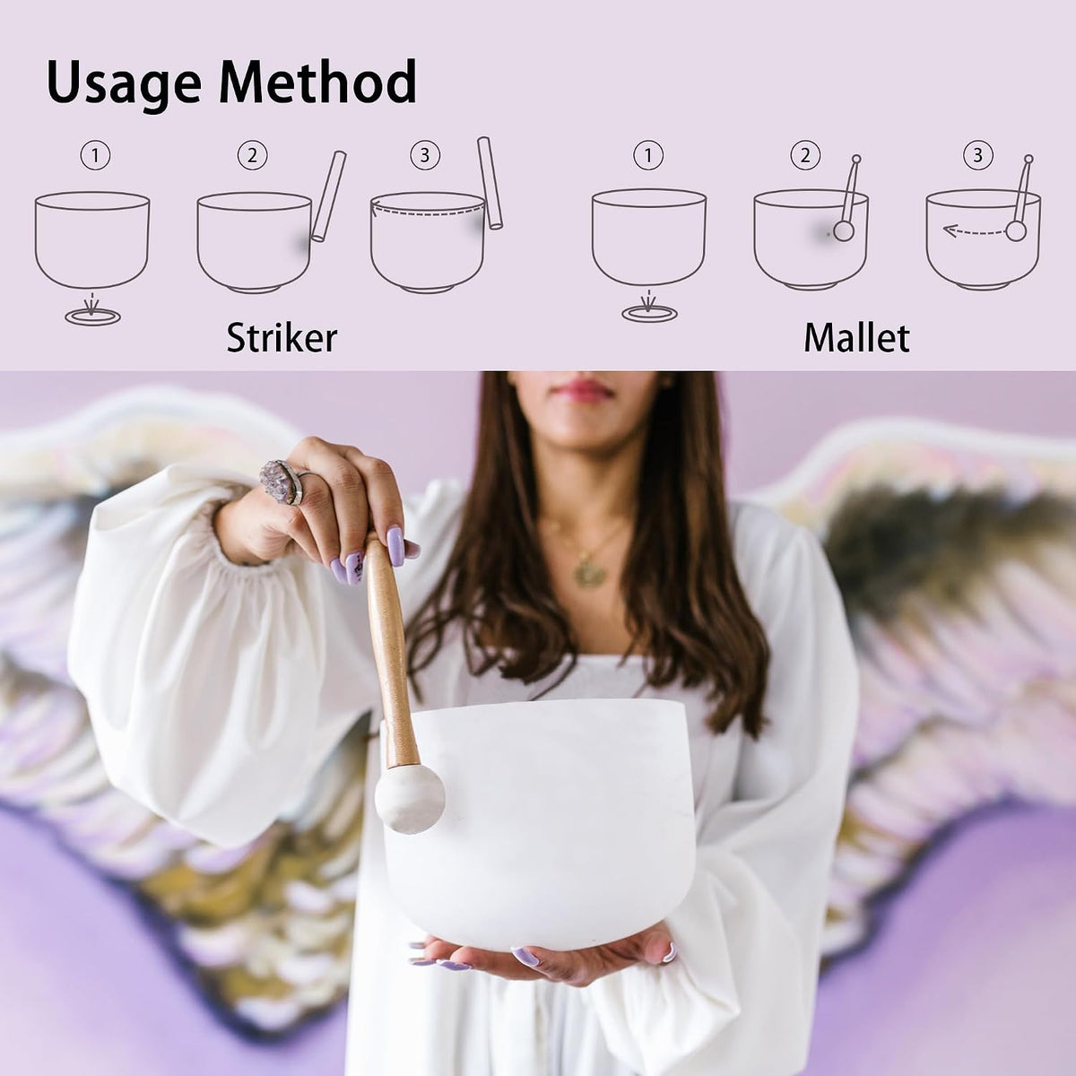 432Hz 6"A 8"F 10"G Crystal Singing Bowl Set of 3