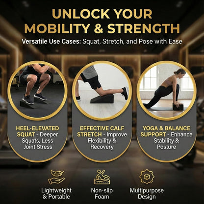 Pack of 2 Squat Wedge Block for Elevated Heel Squats and Deadlifts - Improve Mobility, Balance, and Strength - Non-Slip