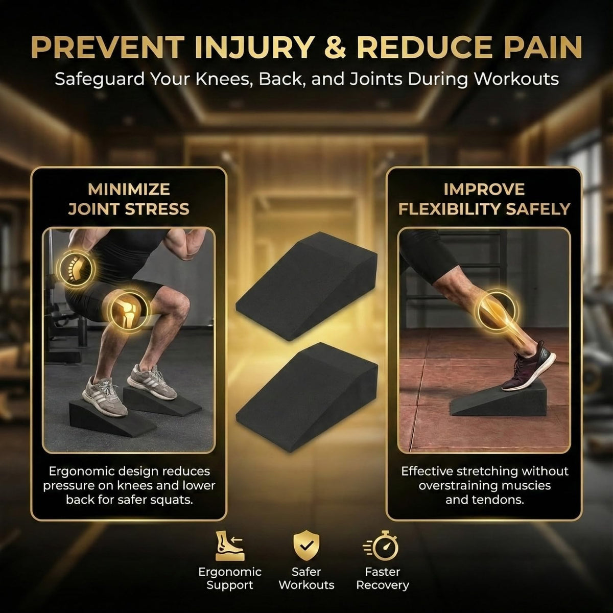 Pack of 2 Squat Wedge Block for Elevated Heel Squats and Deadlifts - Improve Mobility, Balance, and Strength - Non-Slip