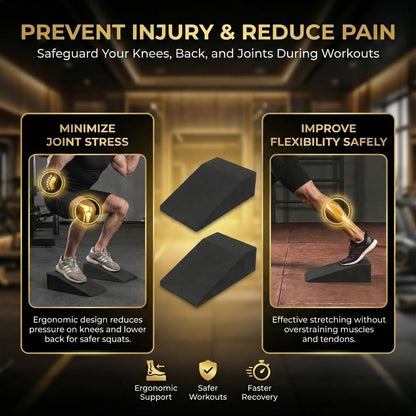 Pack of 2 Squat Wedge Block for Elevated Heel Squats and Deadlifts - Improve Mobility, Balance, and Strength - Non-Slip