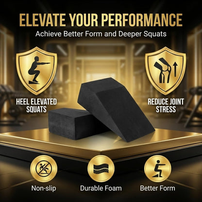 Pack of 2 Squat Wedge Block for Elevated Heel Squats and Deadlifts - Improve Mobility, Balance, and Strength - Non-Slip