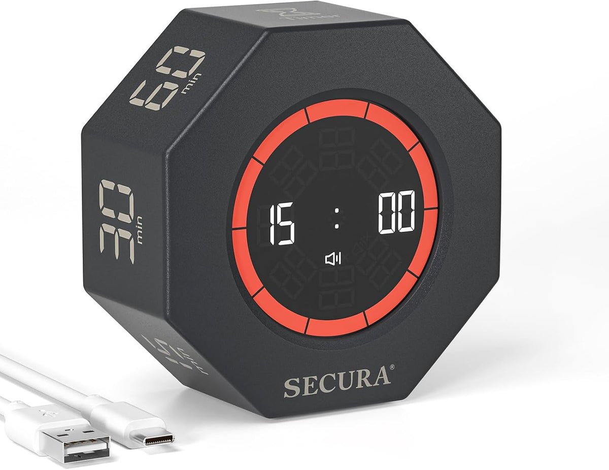 Pomodoro Timer with 1/3/5/10/15/30/60 Min Presets, 3 Level Volume